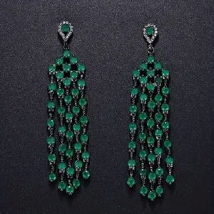 Elegant Green Chandelier Vintage Chic Cubic Zirconia Drop Prom Party Earrings